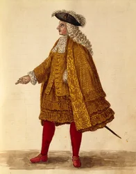 Toga de cavaleiro, de Jan van Grevenbroeck ou Giovanni Grevembroch (1731-1807), Gli Abiti de Veneziani, de livro ilustrado de fantasias, aguarela