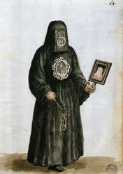 Vestes dos Guardiões da guilda leiga de São Fantino de Veneza (caneta e tinta e wc no papel)
