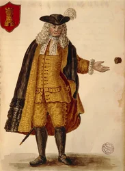 Embaixador espanhol, por Jan van Grevenbroeck ou Giovanni Grevembroch (1731-1807), Gli Abiti de Veneziani, de livro ilustrado de fantasias, aguarela