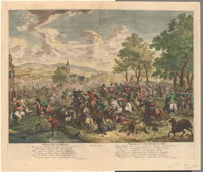 Batalha Equestre, c. 1702 Praelium na Bélgica / Batalha da Holanda (título no objeto)