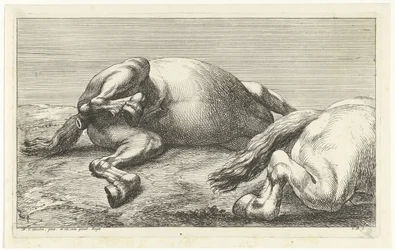 Dois cavalos caídos, com o direito visto de lado
Cavalos mortos (título da série)