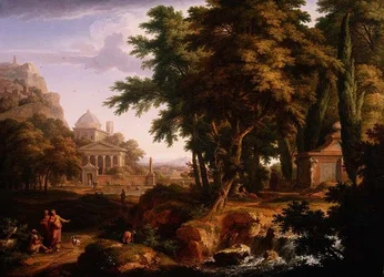 Paisagem árcade com São Pedro e São João curando o homem aleijado, 1724-25 (par com 68871)