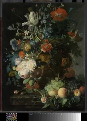 Natureza morta com flores e frutos, c.1721 (óleo sobre painel)