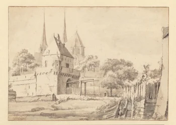 Vista do Bergpoort e Bergkerk em Deventer