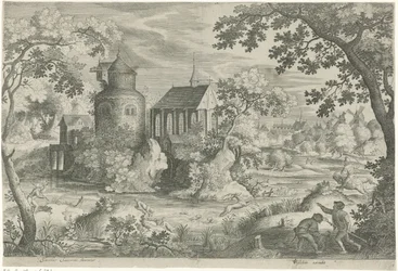 Caça ao veado em uma capela