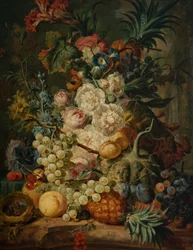 Ainda vida com frutas e flores