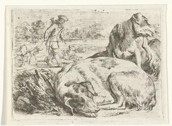 Caçador com seus cães