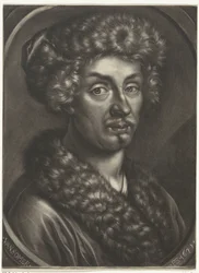 Retrato de um homem com um chapéu de pele