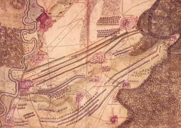 Plano da Batalha de Blenheim, c.1705 (cor litho)