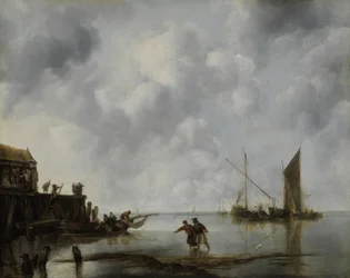 Barcos de pesca em uma calma