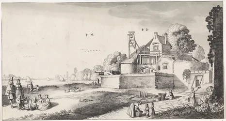 Campo de branqueamento em frente de um forte
Playsante lantschappen ende vermakelycke gesichten (título da série)