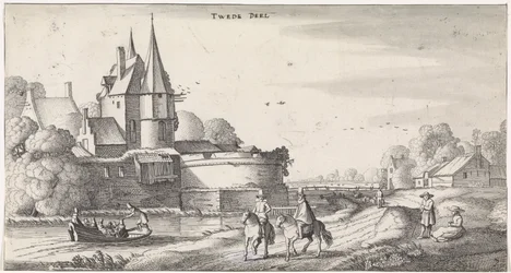 Números perto de um castelo numa paisagem fluvial
Playsante lantschappen ende vermakelycke gesichten (título da série)