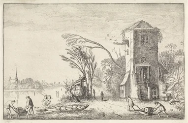 Figuras em uma paisagem de inverno com uma torre Paisagens (título da série) Amenissimae aliquot requculae (título da série)