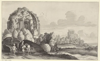 Viajantes no Templo de Minerva Medica perto de Roma
Landscapes after Pieter de Molijn (título da série)
