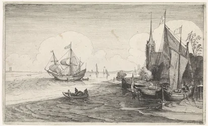 Navios ao largo e na costa perto de uma igreja
Seascapes (título da série)