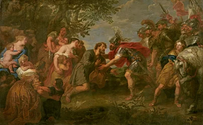 Jacob conhece o seu irmão Esau (óleo sobre tela)