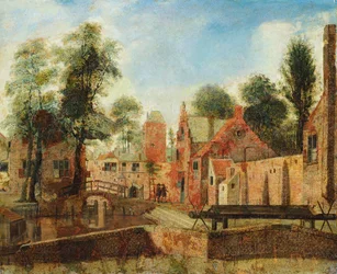 Vista de uma cidade neerlandesa, que se diz ser a Sala dos Clothiers, Delft (óleo sobre tela)