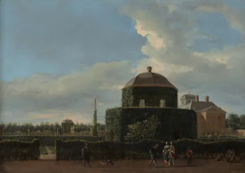 O Huis ten Bosch em Haia e seu jardim formal vista do leste, ca. 1668-70.