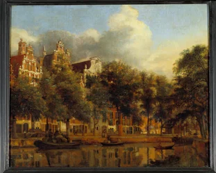 Vista da Herengracht em Amsterdão Pintura de Jan Van der Heyden (1637-1712)