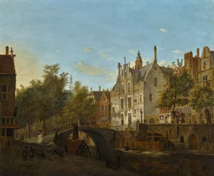 Vista do Oude Delft com a Gemeenlandshuis
