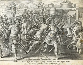 Giovanni de &39;Medici Cercado em Roma, placa 1 de&39; A História dos Medici &39;, gravado por Philip Galle (1537-1612), c.1583