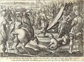 Giovanni de &39;Medici antes de Francis I, placa 6 de&39; A História dos Medici &39;, gravada por Hendrick Goltzius (1558-1617), c.1583