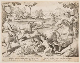 Buffalo Hunt, placa 27 da série Hunts of Game, Birds, and Fish