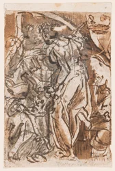 Reto: Judite com cabeça de Holofernes; Verso: Design Preliminar para Placa de Título da série impressa dos Sete Planetas
