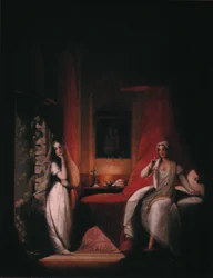 Uma cena do romance de Laurence Sterne "Uma viagem sentimental através de França e Itália".