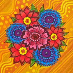 Flores sobre amarelo,2022,(óleo sobre tela)