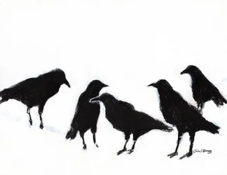 A Murder of Crows, c.2019 (carvão e gesso sobre papel)