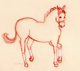 Dança de cavalos na parada, c. 2024 (lápis sobre papel)