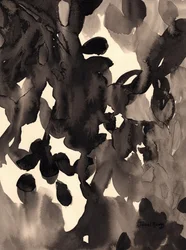 Folhas abstractas a tinta, c.2019 (tinta sobre papel)