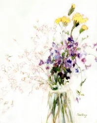 Phlox, cravo e hálito de bebé para Daphne, c. 2018 (aguarela sobre papel)