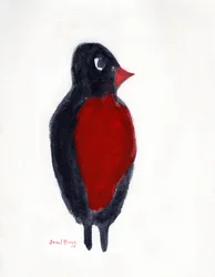 Caça ao pisco de peito vermelho, c.2025 (aguarela sobre papel)