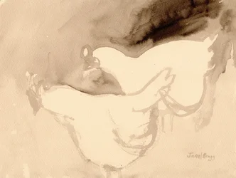 Schuh Farm Chickens, c.2019 (tinta sobre papel)