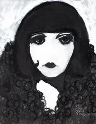 Sirene num casaco de peles artificiais, c.2020 (tinta sumi e gesso sobre papel)