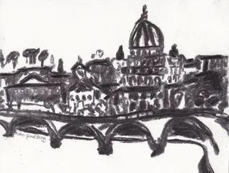 Basílica de São Pedro, Roma, c.2014 (carvão sobre papel)