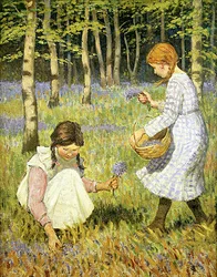 Colheita de campainhas azuis (óleo sobre tela)