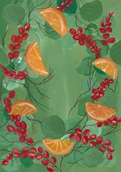 Grinalda festiva de laranjas e bagas