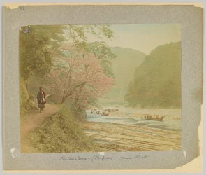 Katsura-Gawa, perto de Kyoto, Japão (foto a p/b colorida à mão)