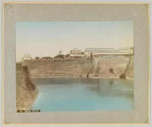 Castelo de Osaka, Japão (foto a p/b colorida à mão)