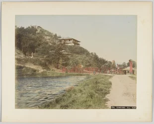 Monte Suwayama, Kobe, Japão (foto colorida à mão em preto e branco)