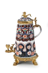 Um bule de café Imari elegantemente montado raro e tampa (cerâmica)