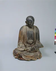 Arhat (homens santos): três dos Quinhentos Arhat, c.1687-95 (Madeira, laca seca e ouro, com cores (aplicadas posteriormente))