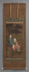 Pintura Budista de 3 Figuras, início do século XVIII