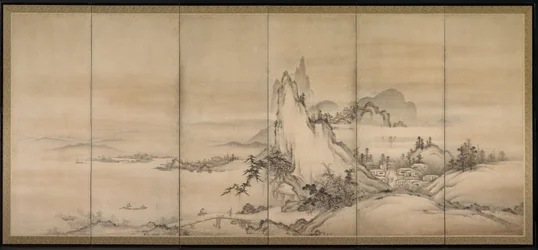 Paisagem chinesa, uma de duas telas de seis vezes