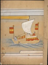 Enviados chineses num barco, ilustração do 