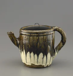 Jarro com tampa de laca, província de Hizen, período Momoyama, início do século XVII (esmaltado com ferro e cinzas de palha de arroz)