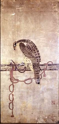 Falcão. Trabalho japonês do século 15 por Daysen. Génova, Museo Chiossone.